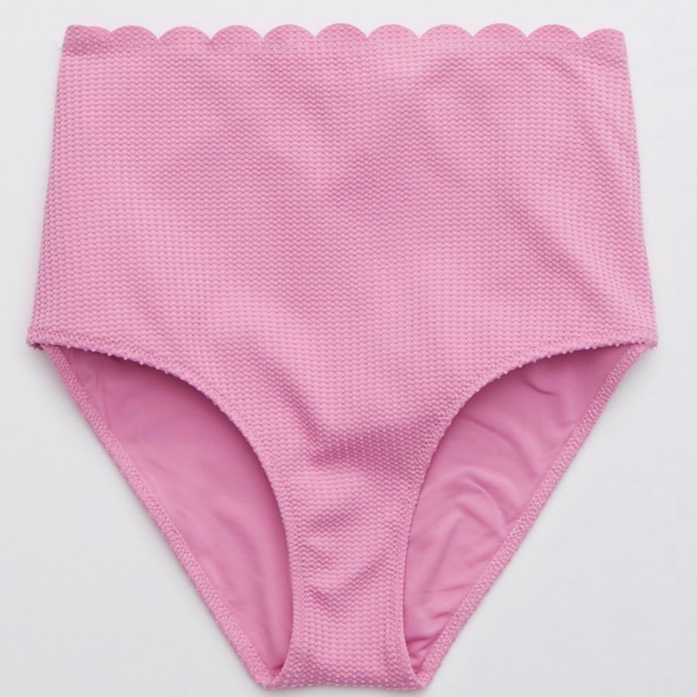 Aerie Waffle Scalloped High Waisted Bikini Bottom